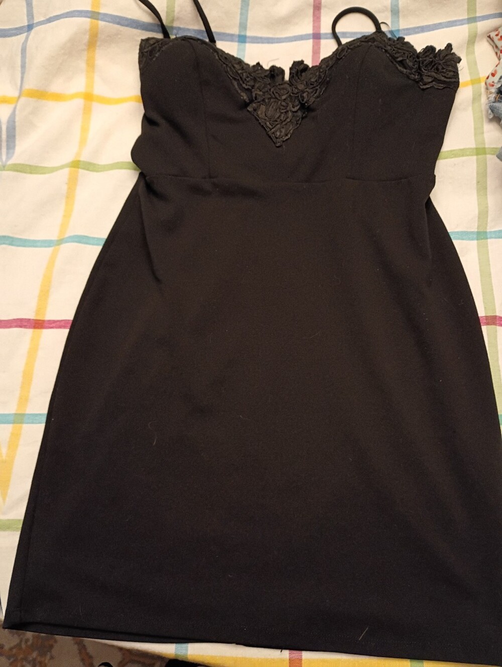 Haute Monde Black Lace-Trim Mini Slip Dress